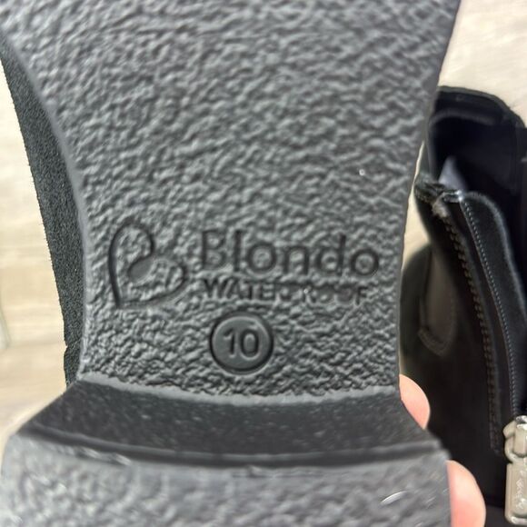 Blondo Lima Waterproof Black Leather Zip Chunky Heel Women’s Sz 10 Chelsea Boots - Picture 12 of 12
